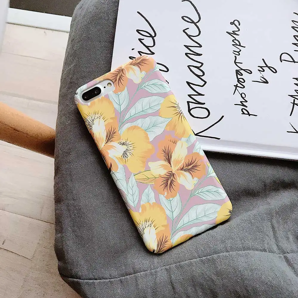 Чехол для телефона с желтыми цветами для iphone 8, 7, 6, 6s Plus, чехлы, модный жесткий пластиковый чехол для iphone 11 Pro max XS MAX XR X