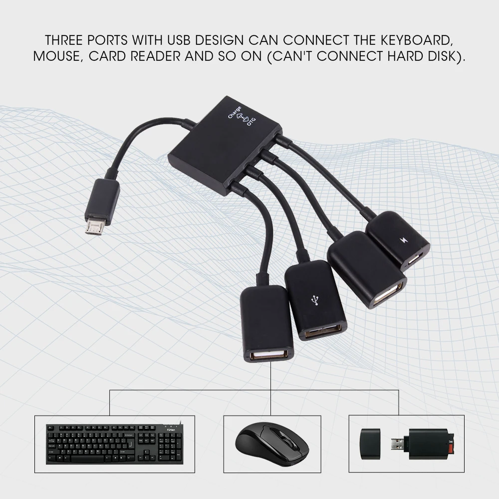 Micro usb-хаб кабель адаптер 4 порта сплиттер с зарядкой питания для samsung Xiaomi huawei мобильный телефон Micro Usb OTG адаптер
