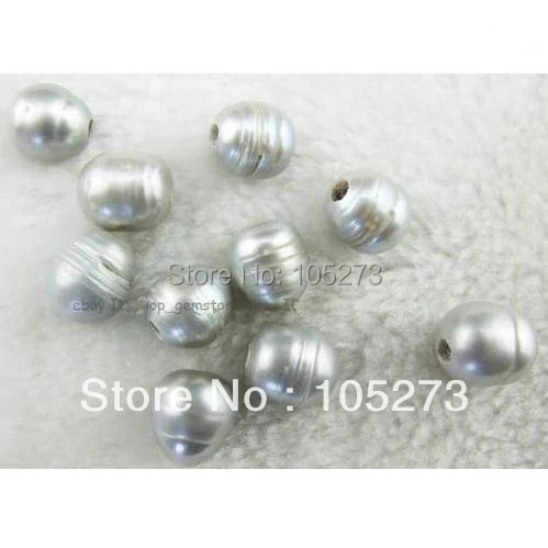 

Elegant Big Hole 2.2mm Pearl Size 9x11mm Oval Gray Color Natural Freshwater Pearls Loose Beads 20pcs/Lot New Free Shipping