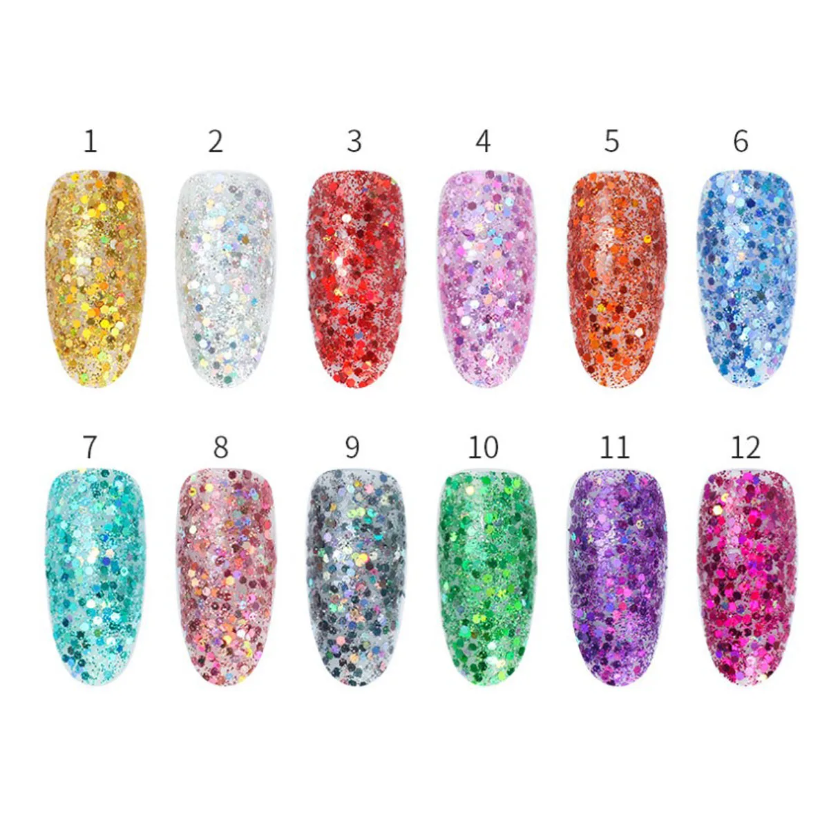 

colour Hexagonal Sequins Mixed Size Nails Art Glitter Powder UV Dust Flash Nail Glitter Acrylic