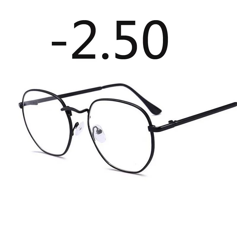 Black Myopia-250 Оправа для очков из сплава, женские негабаритные очки для близорукости, женские винтажные очки для близорукости-1,0-1,5-2,0-2,5-3,0-3,5-4,0 - Цвет оправы: Black Myopia-250