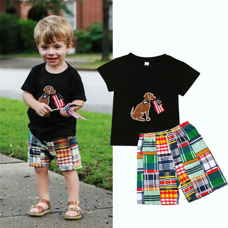 Одежда для маленьких мальчиков повседневные летние топы футболка клетчатые