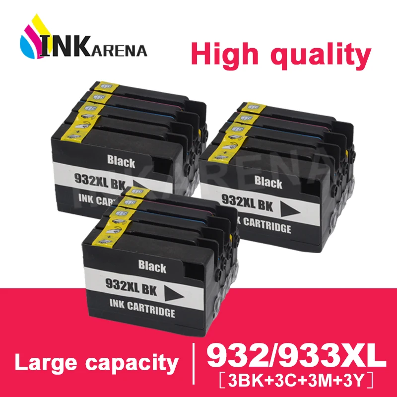 

INKARENA 12 Pcs Printer Ink Cartridges For HP 932 933 XL For HP932 For HP933 Cartridge Officejet 7110 7610 7612 7510 Printers