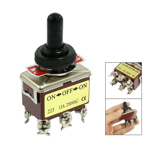 AC 250V 15A 6-контактный DPDT ВКЛ./ВЫКЛ./вкл. 3-позиционный мини-переключатель |