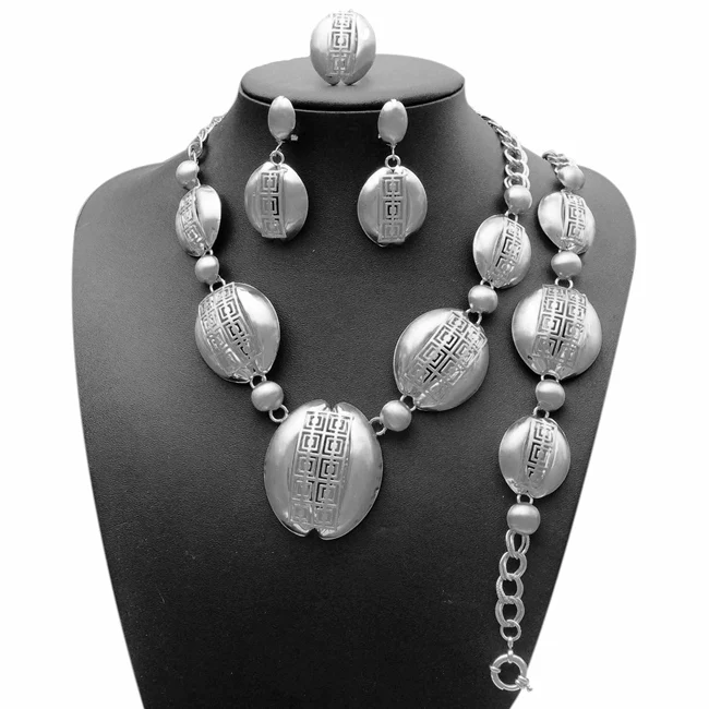 Silver Yulaili Фабрика дизайн Африканский позолоченный кубический циркон костюм на юбилей женские большие ювелирные наборы - Окраска металла: Silver