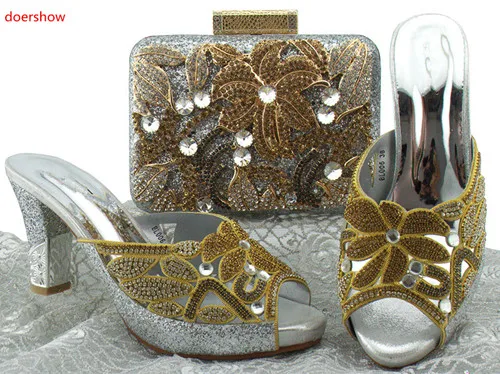 Doershow Новое поступление комплект и итальянских туфель сумочки для свадьбы из