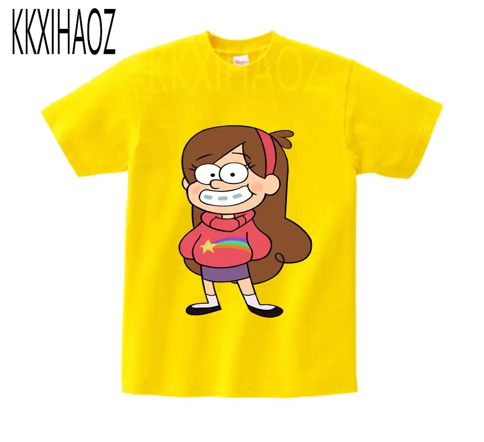 yellow childreTshirt KKXIHAOZ/детская одежда для маленьких девочек хлопковая футболка с короткими рукавами и рисунком Гравити Фолз рубашка Enfant футболка для маленьких мальчиков на осень, NN - Цвет: yellow childreTshirt