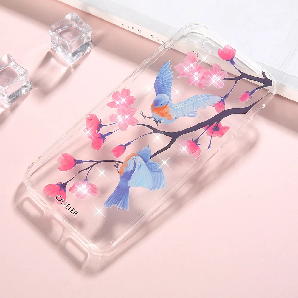 CASEIER Rhinestone Phone Case For iPhone X 6 6S 7 8 Glitter Soft TPU Cases Plus Diamond Back Cover Fundas |