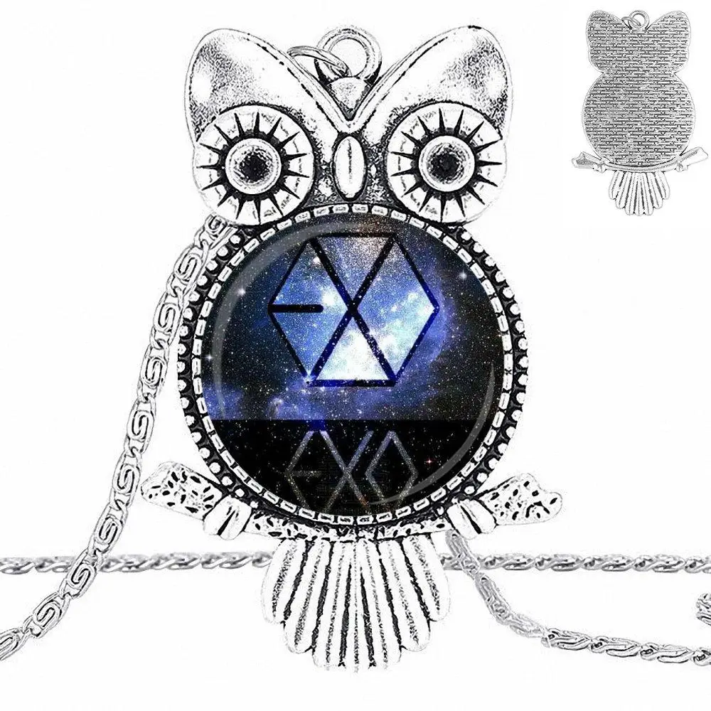 EJ Глянцевая модная звезда EXO бронзовый цвет стеклянный кабошон с кулоном в форме