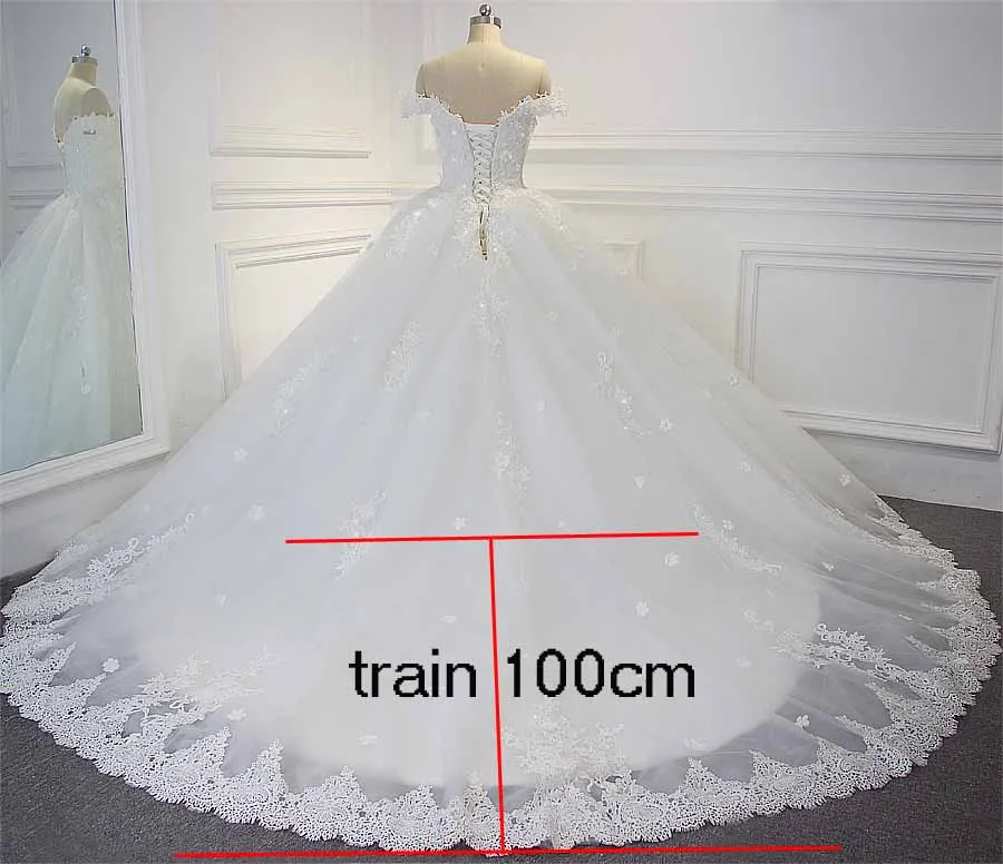 Robe de mariage свадебное платье с открытыми плечами бальное платье свадебное платье - Цвет: ivory 100cm train