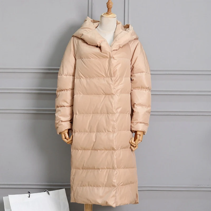 TopFurMall) Европейская Осенняя зимняя женская парка пуховое пальто с капюшоном женская верхняя одежда X-Long пальто размера плюс LF5149