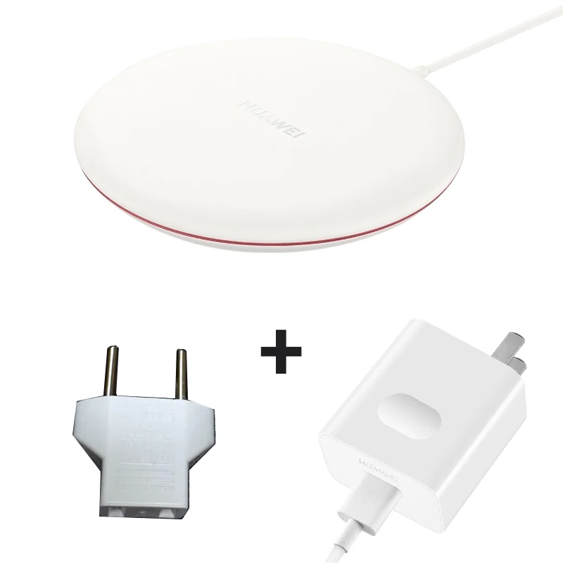 WHT add EU Adapter Оригинальное Беспроводное зарядное устройство huawei 15 Вт Max для mate 20 P30 Pro(15 Вт) Qi совместимый мобильный телефон(5-10 Вт) несколько безопасной защиты - Тип штекера: WHT add EU Adapter