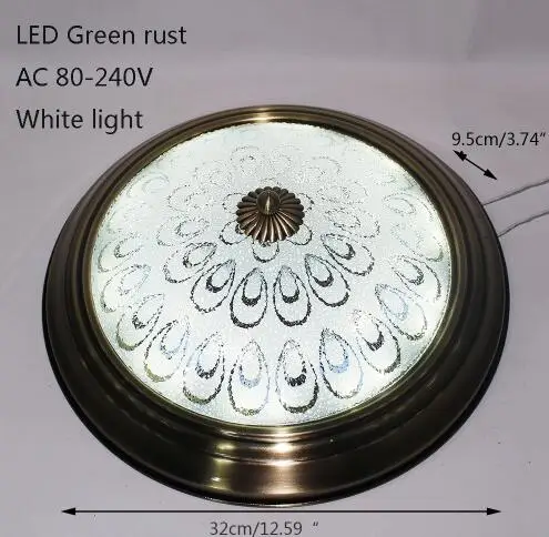 green rust-A Винтажный промышленный потолочный светильник из железного стекла Plafonnier светодиодный потолочный светильник 220 В для гостиной, спальни, ресторана, отеля, прихожей - Цвет корпуса: green rust-A