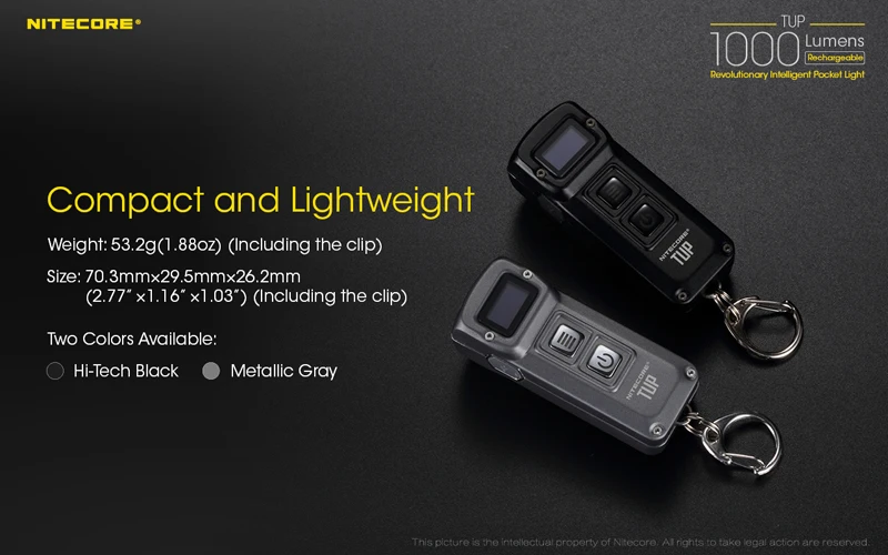 Новое поступление NITECORE TUP CREE XP-L HD V6 светодио дный 1000 люмен революционная интеллектуальная Перезаряжаемые Карманный свет