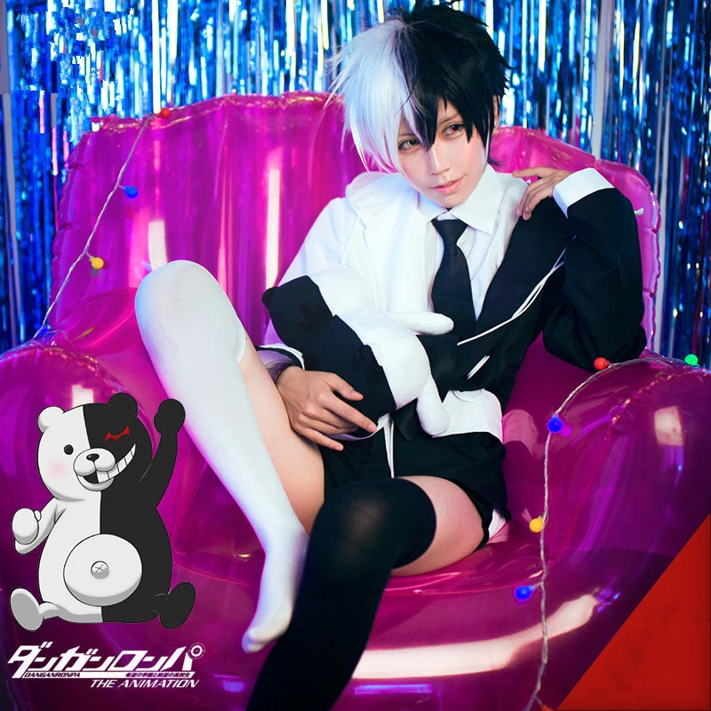 Костюм женский на Хэллоуин униформа данганронпа черно белый костюм пальто +