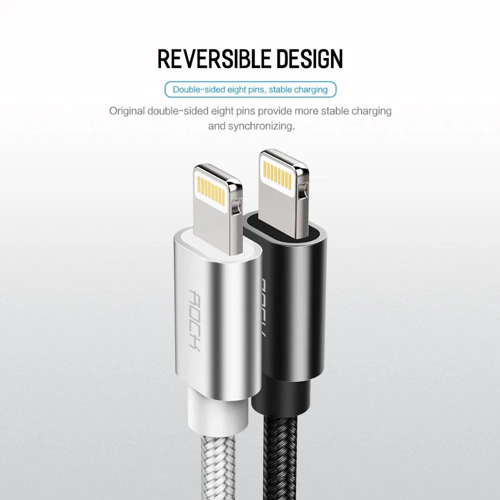 ROCK 2.4A USB кабель для iPhone кабель MFi сертифицирован для быстрой зарядки Lightning для iPhone XS Max XR X 8 7 6 5 Plus iPad iOS