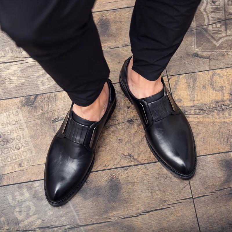 2019 new style fashion men's shoes casual leather loafers male classic black slip on shoe man coffice comfortable for men | Обувь