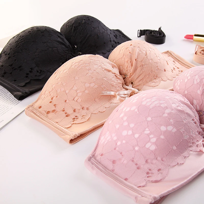 Бюстгальтер пуш-ап кружевной без бретелек бесшовный | Женская одежда