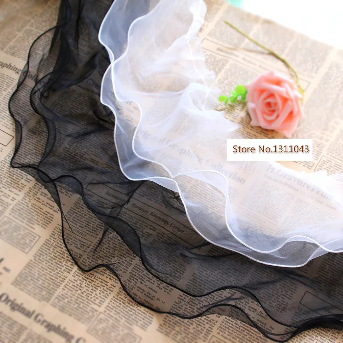 5 м/лот черный белый двойной слой Оборки по краям детские носки с кружевом