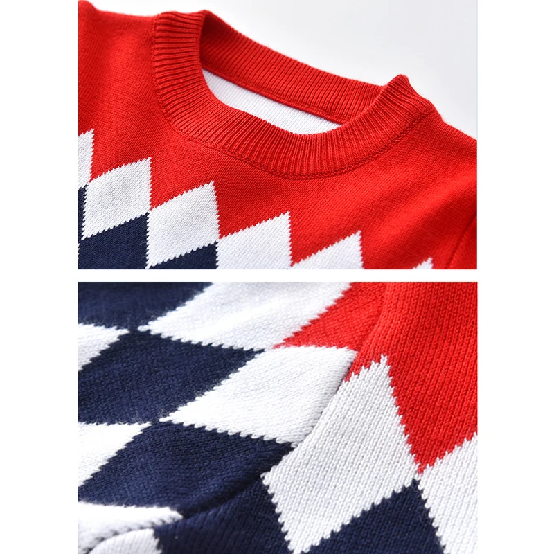 Милые свитера для маленьких мальчиков и девочек с узором в виде бриллиантов