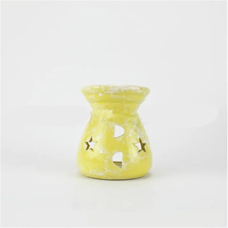 Yellow 1 шт. керамические полые рисунок звезды луны эфирные масла лампы лаконичные эфирные масла ароматизатор подсвечник благовония горелка - Цвет: Yellow