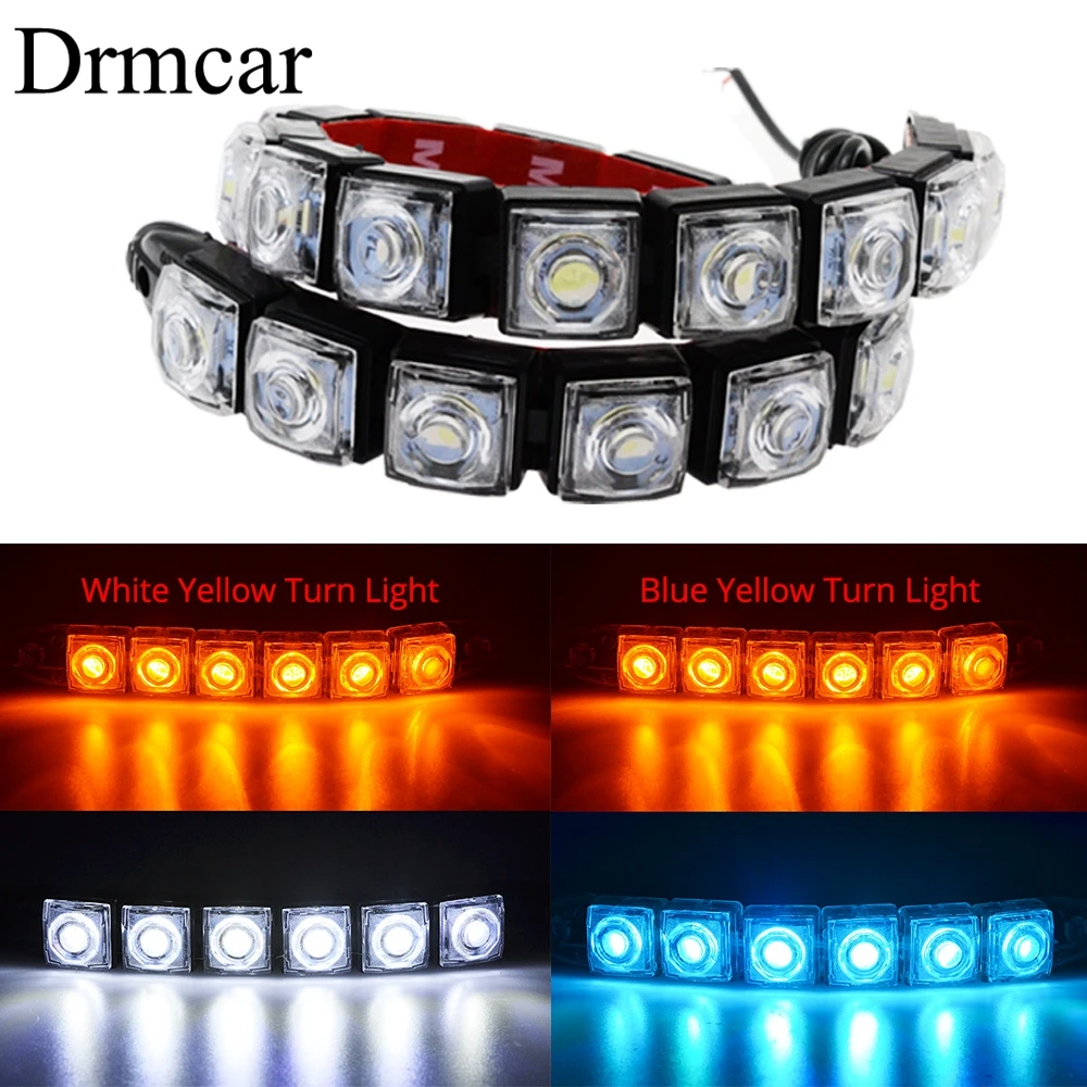 2 шт. белая Водонепроницаемая яркая Гибкая противотуманная сигнальная лампа для вождения автомобиля Стайлинг дневной ходовой светильник 6 светодиодный DC 12 В авто светодиодный