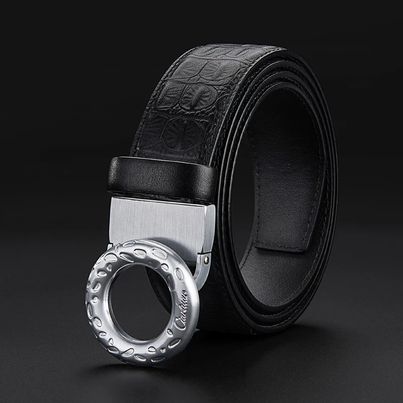 Круглый деловой мужской ремень с модной пряжкой Gentry ремни кожаный подарок Ceinture