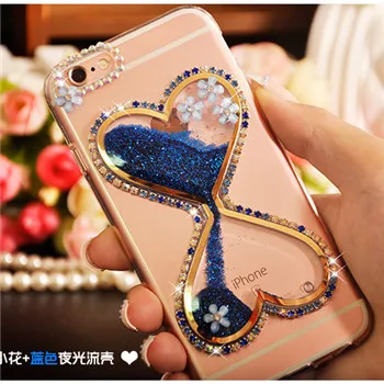 blue flower Популярные чехлы с песочными часами для samsung Galaxy S10e S8 S9 S10 Plus S6 S7 Edge Note 10 Plus 9 8 с блестящими струящимися песками и блестками - Цвет: blue flower