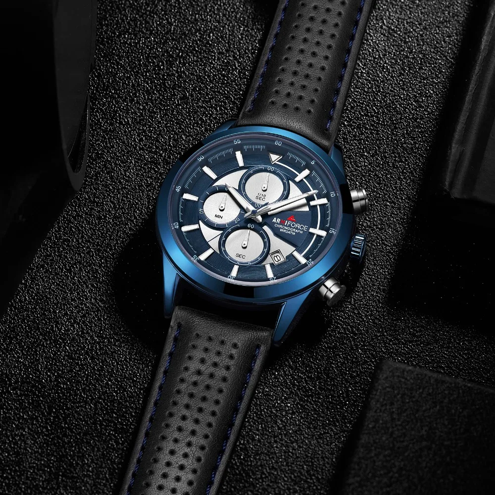 ARMIFORCE Военная униформа для мужчин часы кожа кварцевые человек бизнес Хронограф