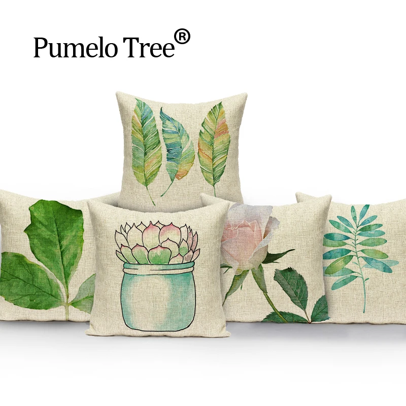 Растения скандинавские подушки зеленые декоративные Прямая поставка наволочка