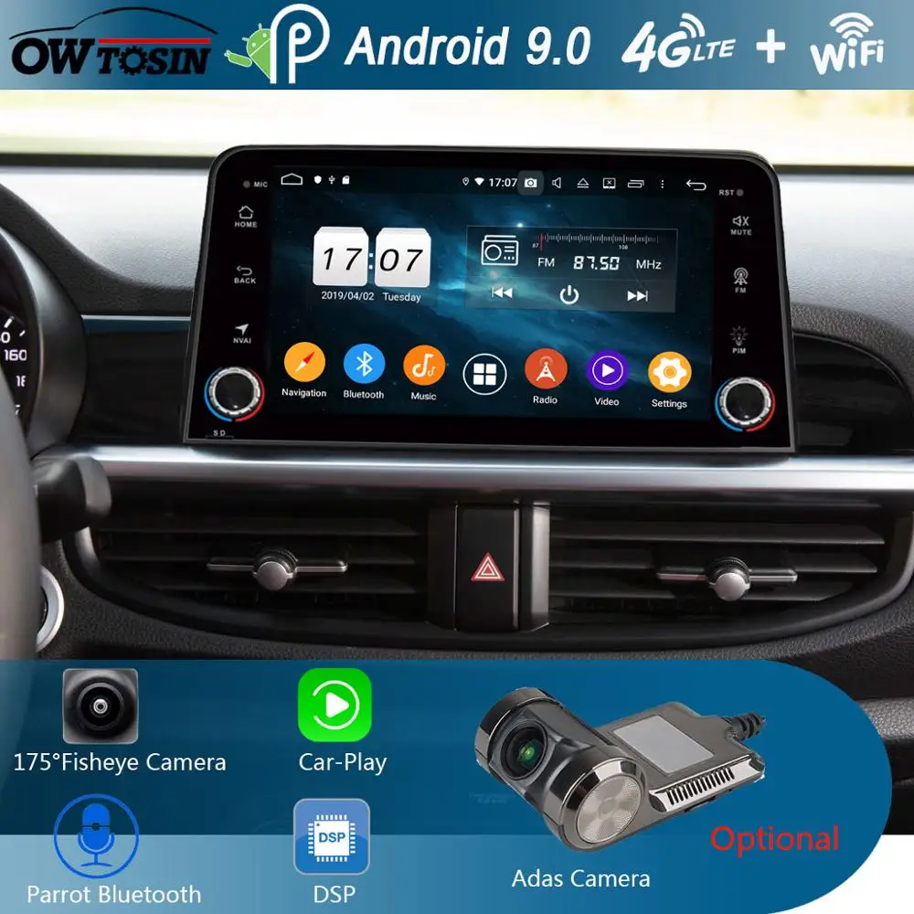 1280*720 8 &quotIPS 8Core 4 + 64G Android 9 0 автомобильный мультимедийный плеер GPS Радио стерео для