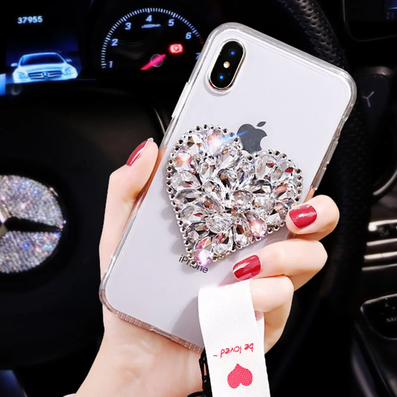 Rheinruby Блестящий Алмазный Стразы любящее сердце чехол для iPhone X XS XR Max 6 6S 7 8 плюс