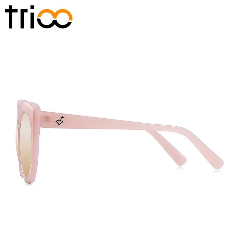 Trioo UV400 защиты дамы кошачий глаз солнцезащитные очки негабаритных Круглый кот Óculos de sol градиент объектив высокой моды люнет de soleil
