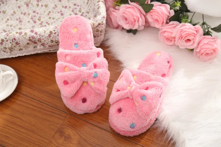 Домашние тапочки; Прямая поставка с фабрики; Pantufas; тапочки с большим бантом; женские зимние теплые тапочки из хлопчатобумажной ткани; домашняя обувь