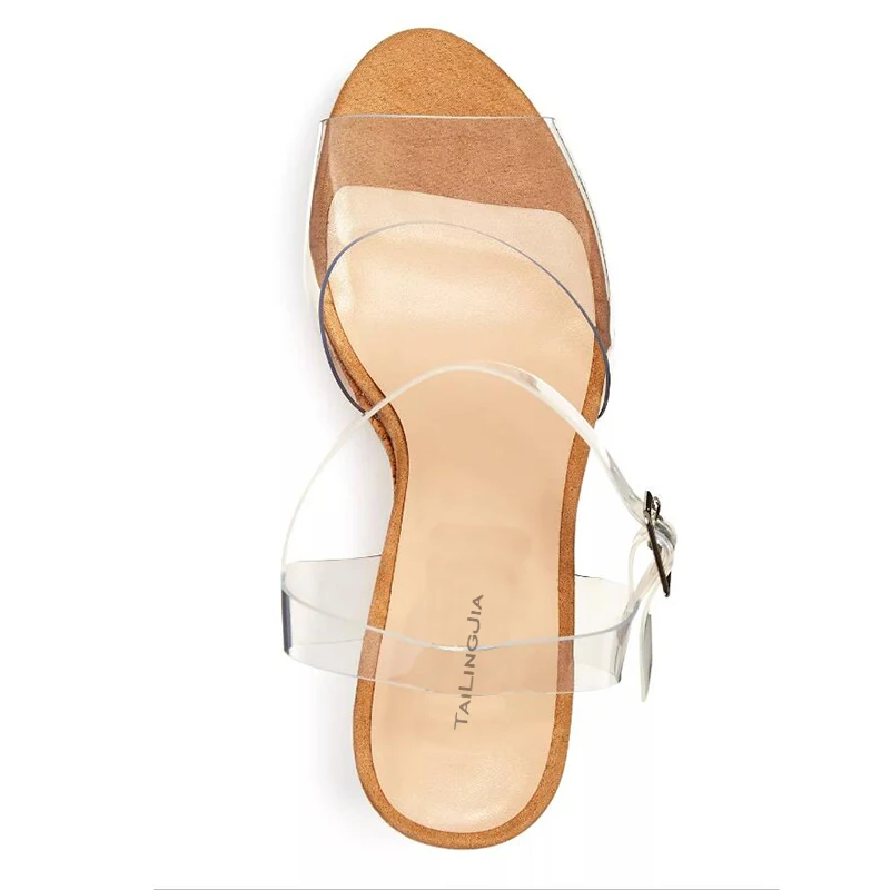 Сандалии женские на платформе и высоком каблуке прозрачные Босоножки с открытым