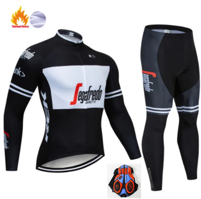 Winter Cycling set Черно-белый трекинговый велосипед с длинными рукавами, одежда из теплого флиса, Ropa Roupa Invierno, одежда для MTB велосипеда, зимняя одежда для велоспорта - Цвет: Winter Cycling set