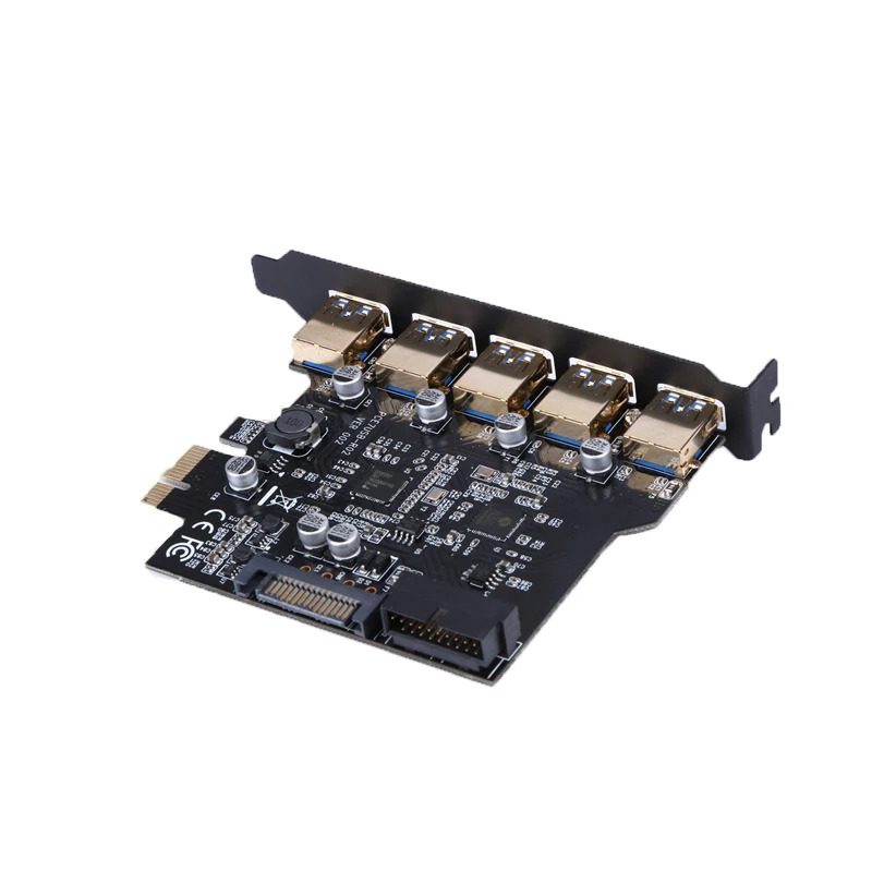 Плата расширения PCI Express с 5 портами PCI-E на USB 3 0 19-Pin SATA 15-контактный разъем