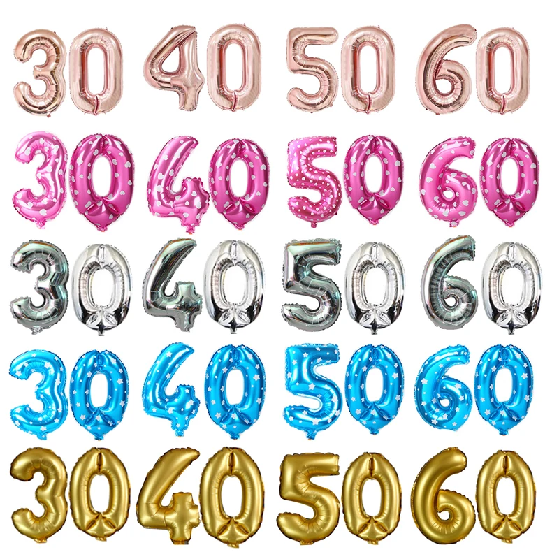 Chicinlife 2 шт 16 дюймовые фольгированные шары с цифрами 30/40/50/60 лет для взрослых дня