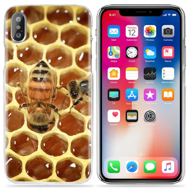 05 Чехол для iPhone XS Max XR X 10 7 7S 8 6 6S Plus 5S SE 5 4S 4 5C Прозрачный жесткий пластиковый чехол для телефона Золотой медовый гребень медовая пчела - Цвет: 05