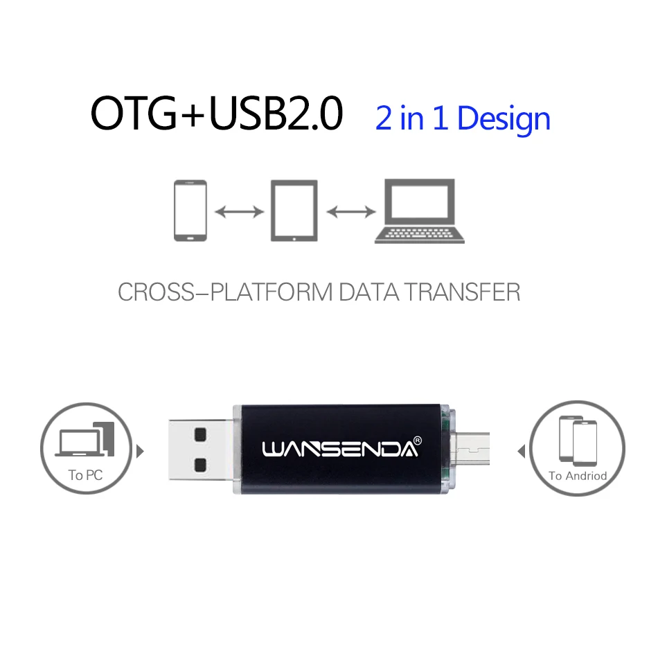 USB флеш-накопитель WANSENDA OTG 8 ГБ 16 32 64 128 флешка 2 в 1 Micro Usb карта памяти 256 флэш-диск |