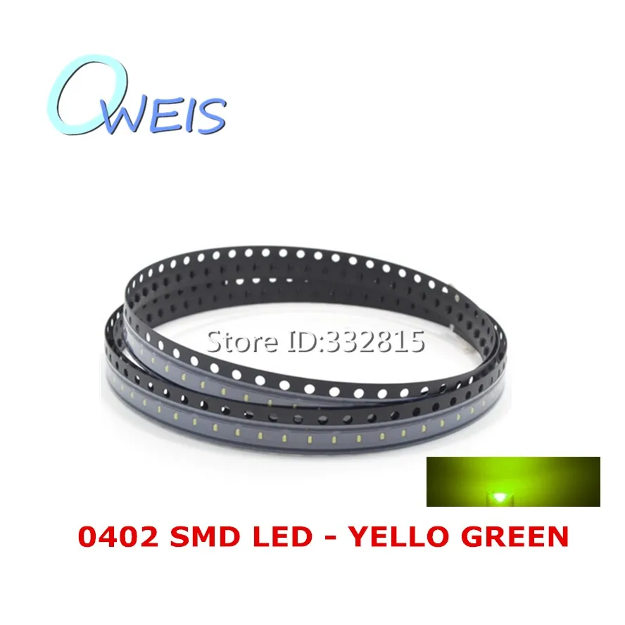 

500PCS SMD 0402 GREEN LED light emitting diode light beads Yellow-green lamp ( 0402=1005 ) FREE SHIPPING