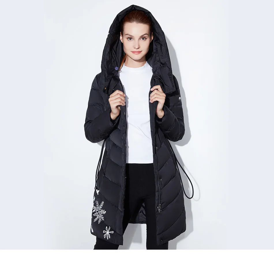 Snowclassic Spring and Autumn Женское печатное хлопковое верхнее пальто с модной и теплой дышащей капюшонкой из шлепанца с капюшоном 17227