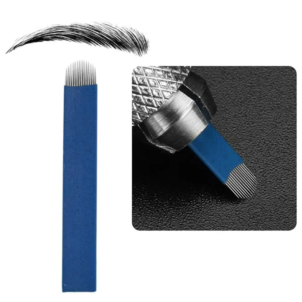Новые 100 шт. u-образные 14 контактов Microblading Tattoo лезвия иглы ручные ручки для бровей |