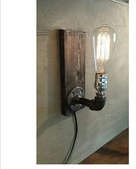 Бра античная латунь древесины березы свет лампы промышленное Ретро Винтаж