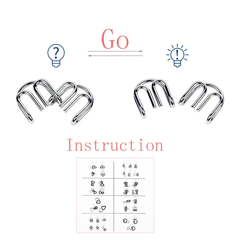 Metal Puzzle 8PCS Different Pattern Styles IQ Mind Brain Exercise Taining Puzzles Game Toys For Adults Kids Educational Toy | Игрушки и
