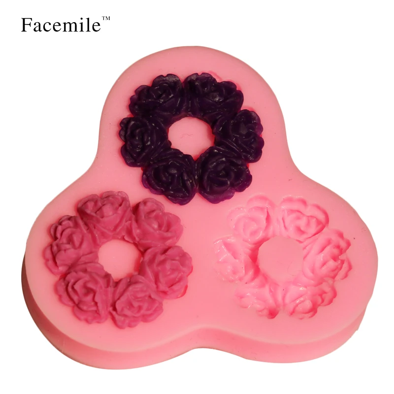 3D 3 отверстия цветок Роза подарок шоколадные конфеты печенья украшения форма