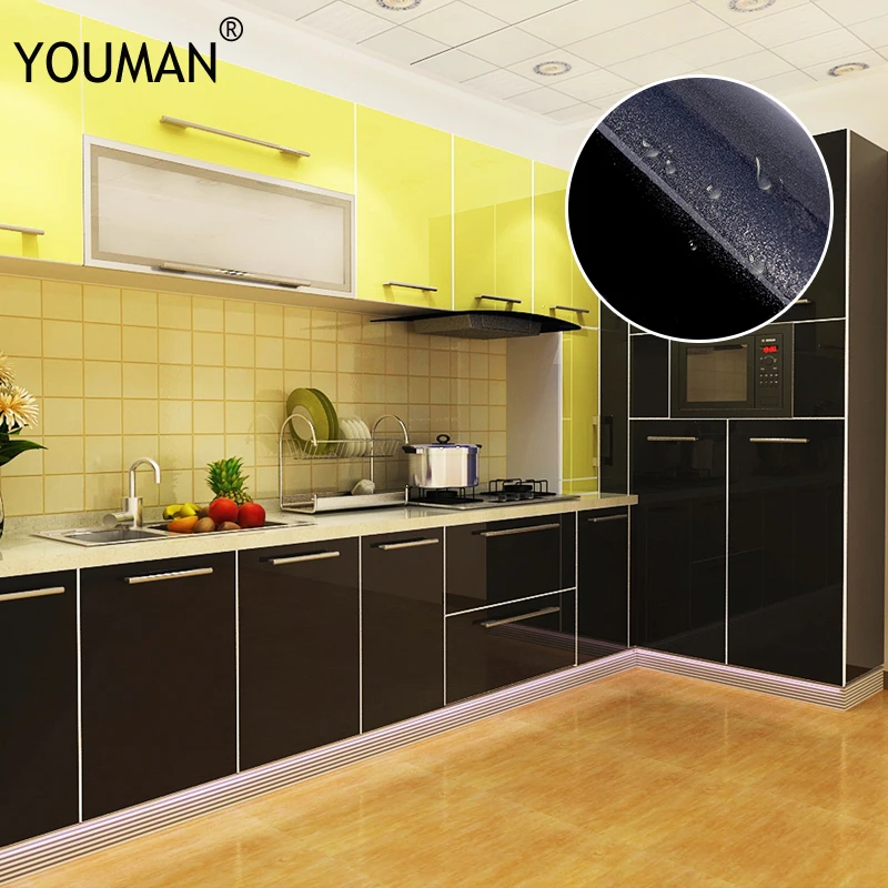 

Modern Self-Adhesive Wallpapers Roll Peel and Stick Wall Papers Home Decor for Kitchen Backsplash Tile Living Black Sticker