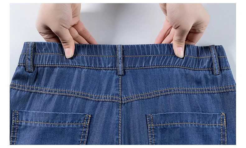 Новинка, летние повседневные джинсы из Tencel, женские прямые джинсы с высокой талией, прямые свободные джинсы для женщин, большие размеры