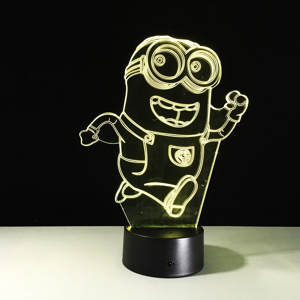 Детский ночник 7 цветов светодиодный светильник Luminaria 3D Minions акриловый для