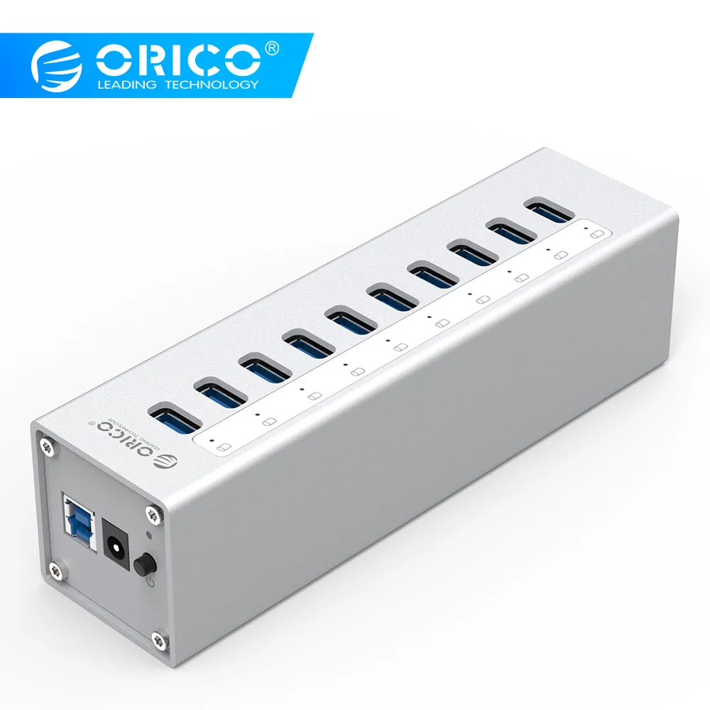 Концентратор ORICO A3H10 USB 3 0 высококачественный с адаптером питания алюминиевый